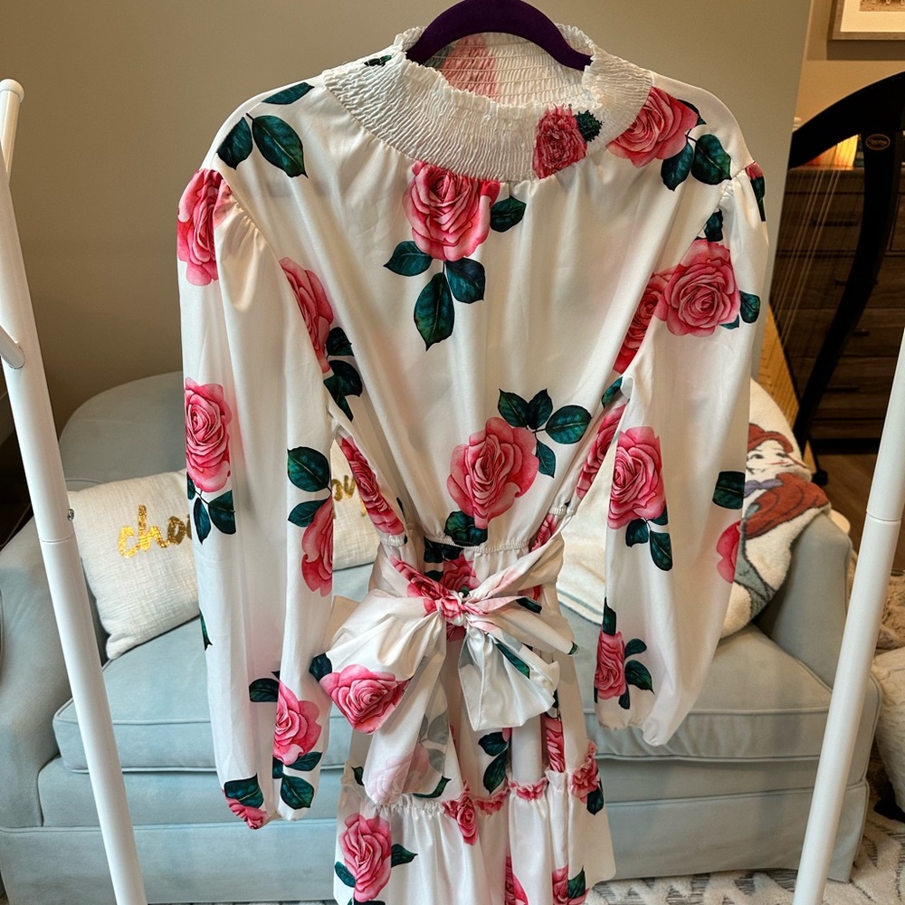 Floral  Dress with Pink Roses